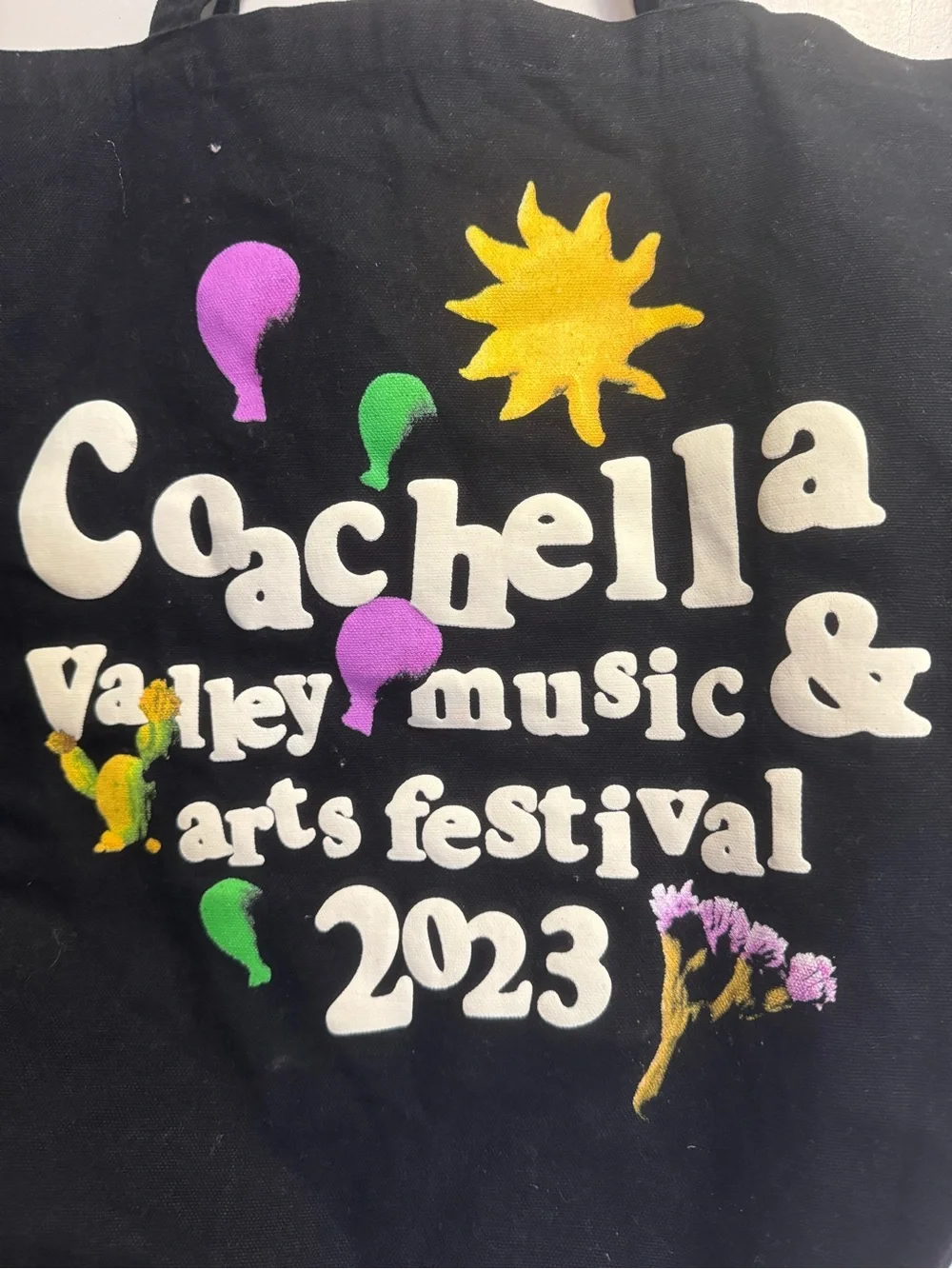Coachella 2023 Black Canvas Tote Bag - EUC